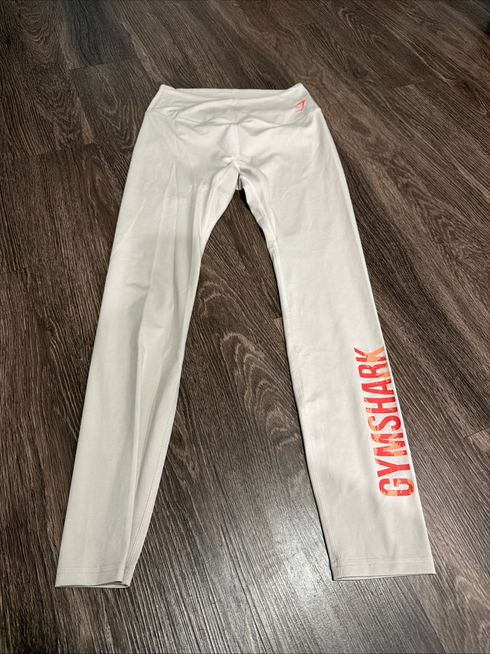 Gymshark White Leggings with Coral Logo Print